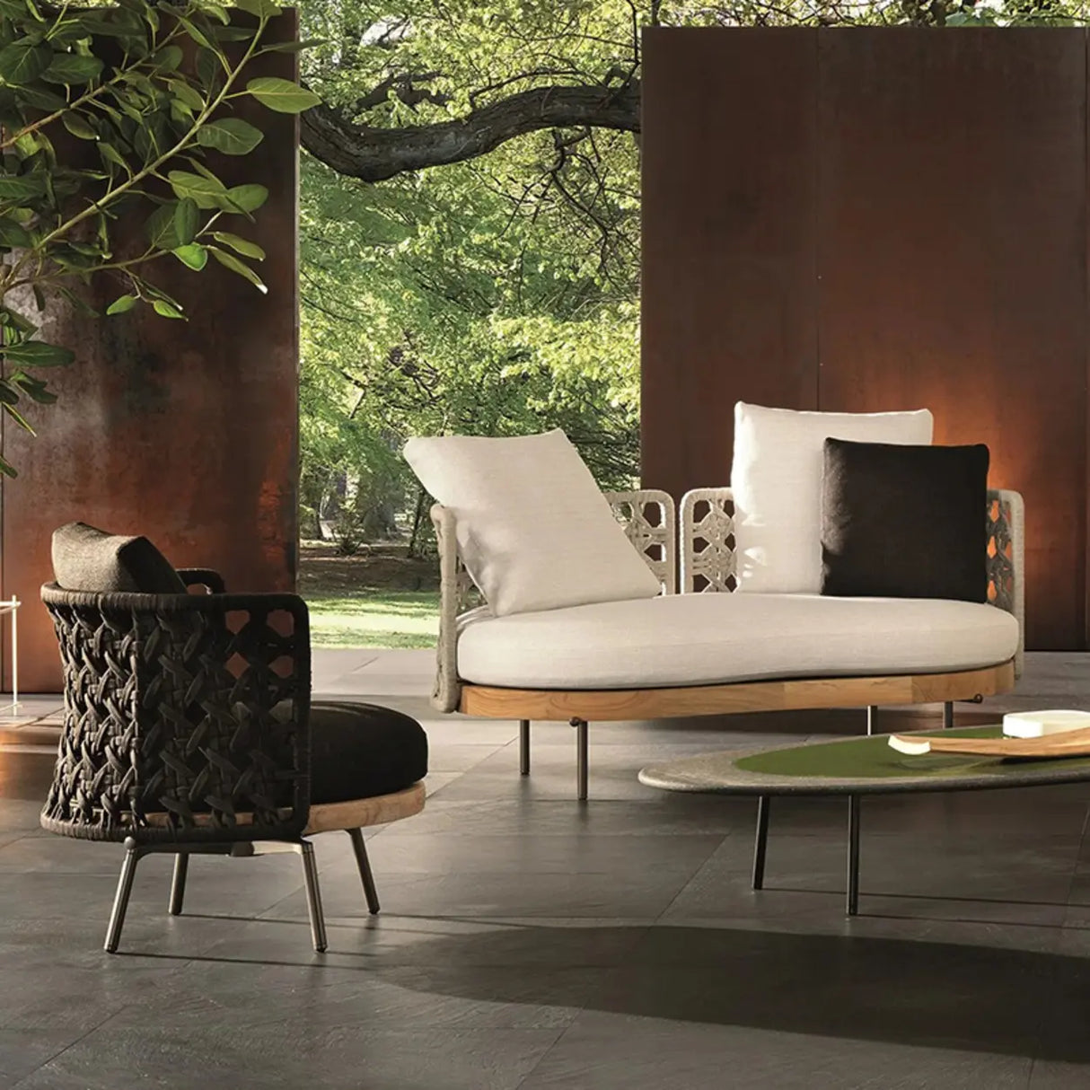 Waterproof U-Shape Upholstered Wicker Beige Patio Sofa Set Image - 1