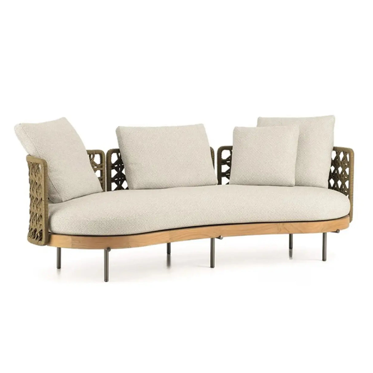 Waterproof U-Shape Upholstered Wicker Beige Patio Sofa Set Image - 5