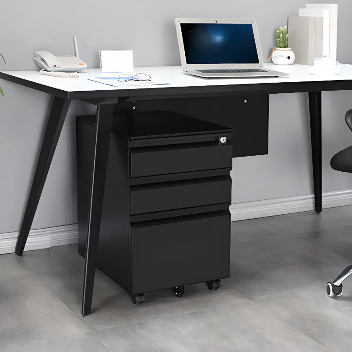 Waterproof Under Desk Vertical Filing Cabinet with Lock Image - 1