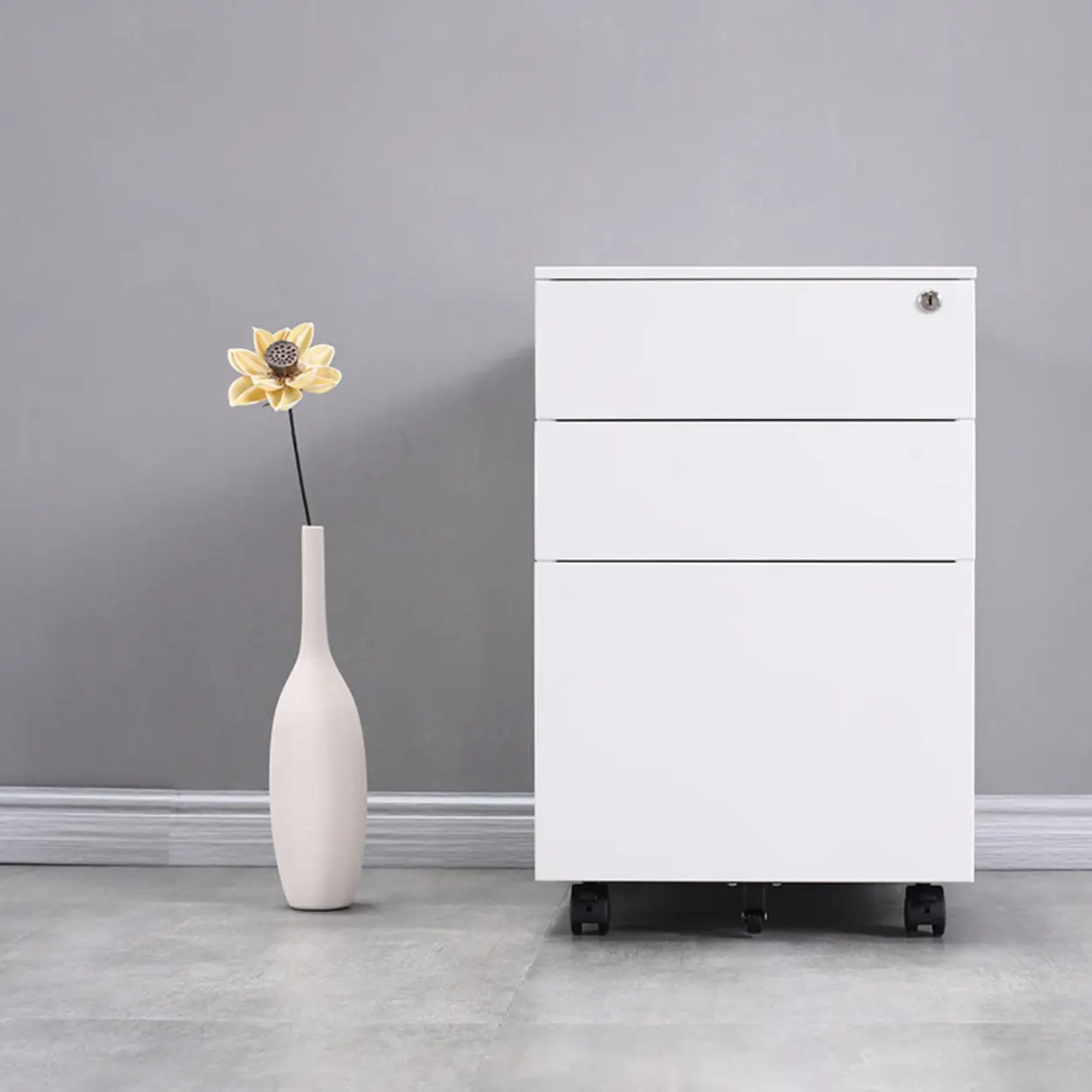 Waterproof Under Desk Vertical Filing Cabinet with Lock Image - 11