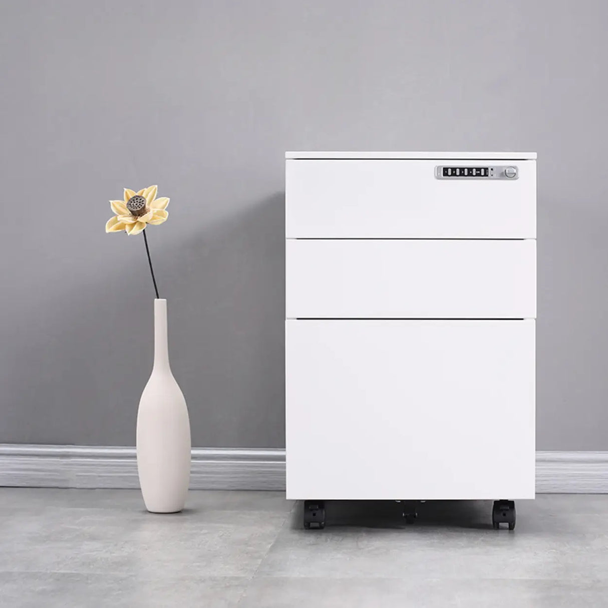 Waterproof Under Desk Vertical Filing Cabinet with Lock Image - 3