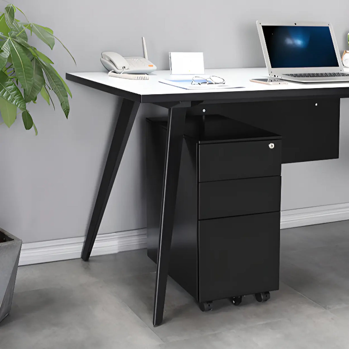 Waterproof Under Desk Vertical Filing Cabinet with Lock Image - 4