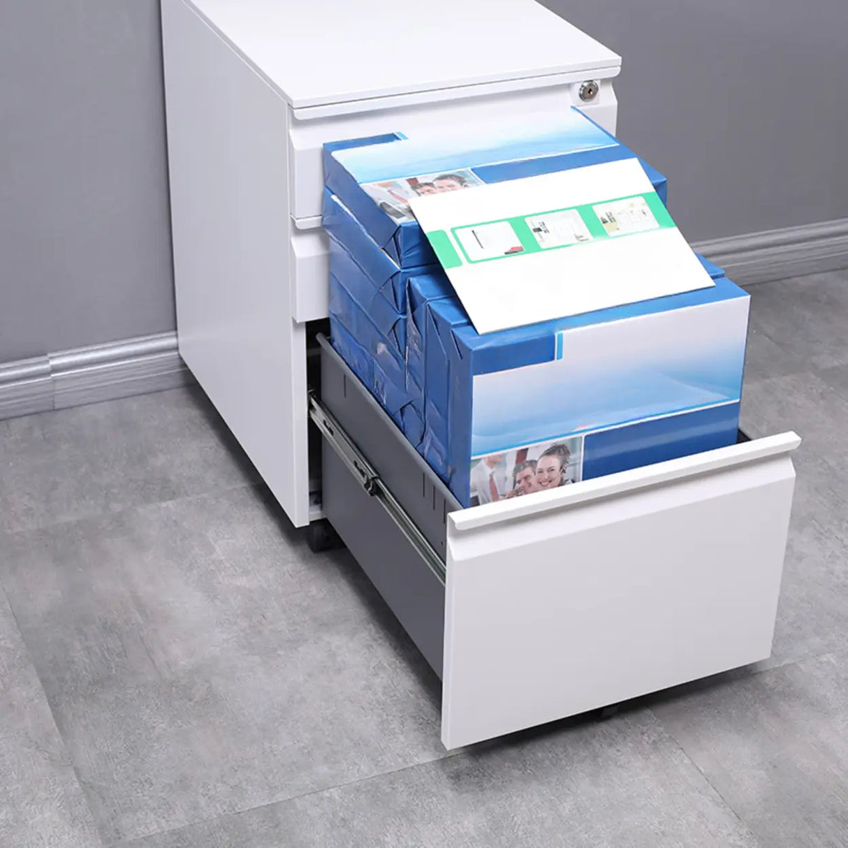 Waterproof Under Desk Vertical Filing Cabinet with Lock Image - 5