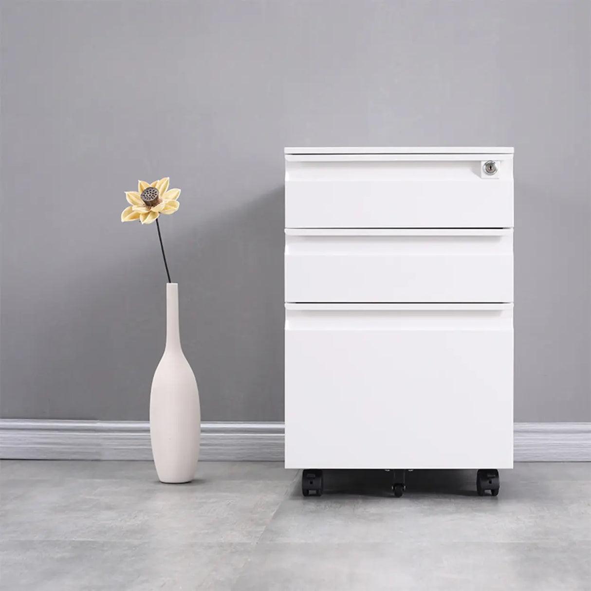 Waterproof Under Desk Vertical Filing Cabinet with Lock Image - 6