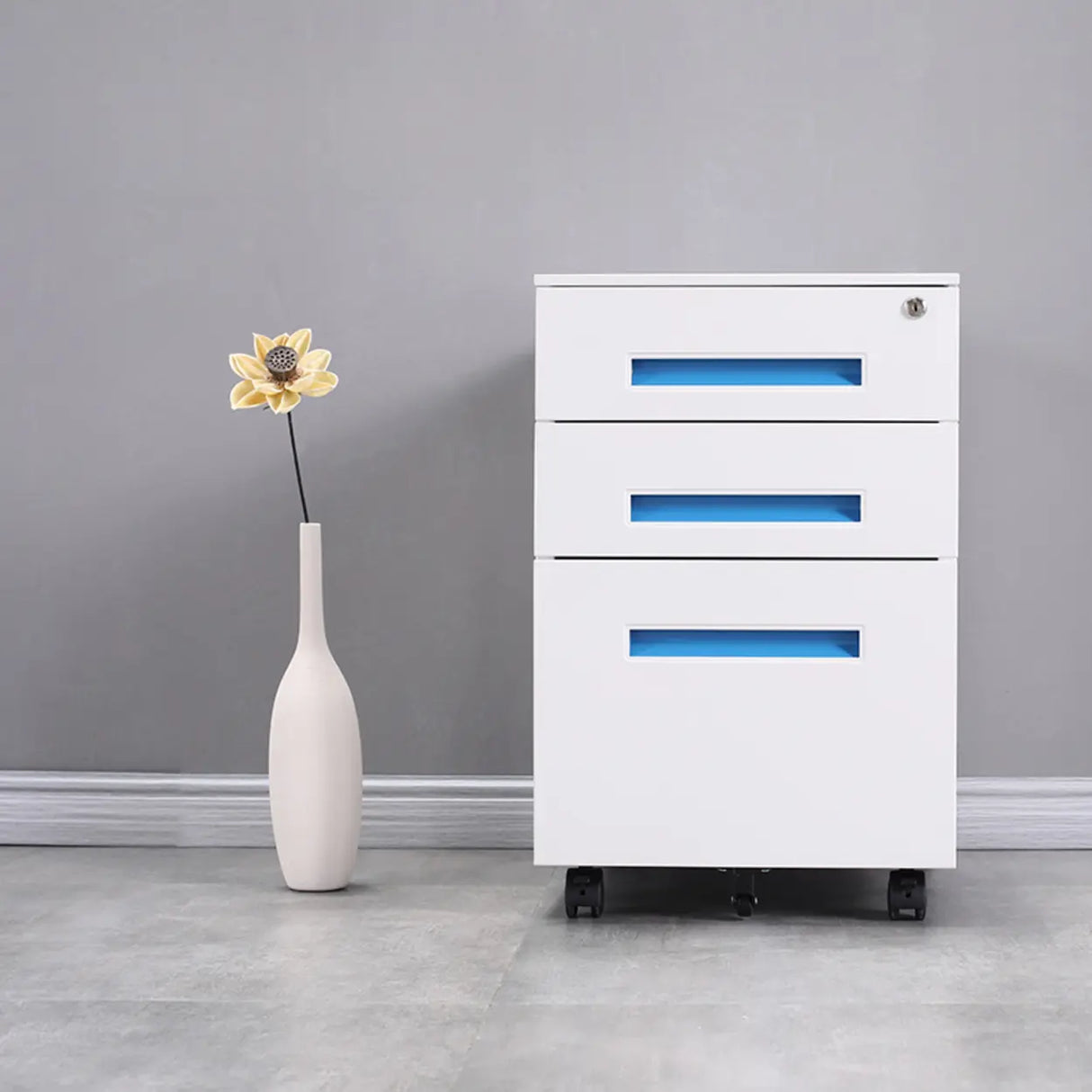 Waterproof Under Desk Vertical Filing Cabinet with Lock Image - 9