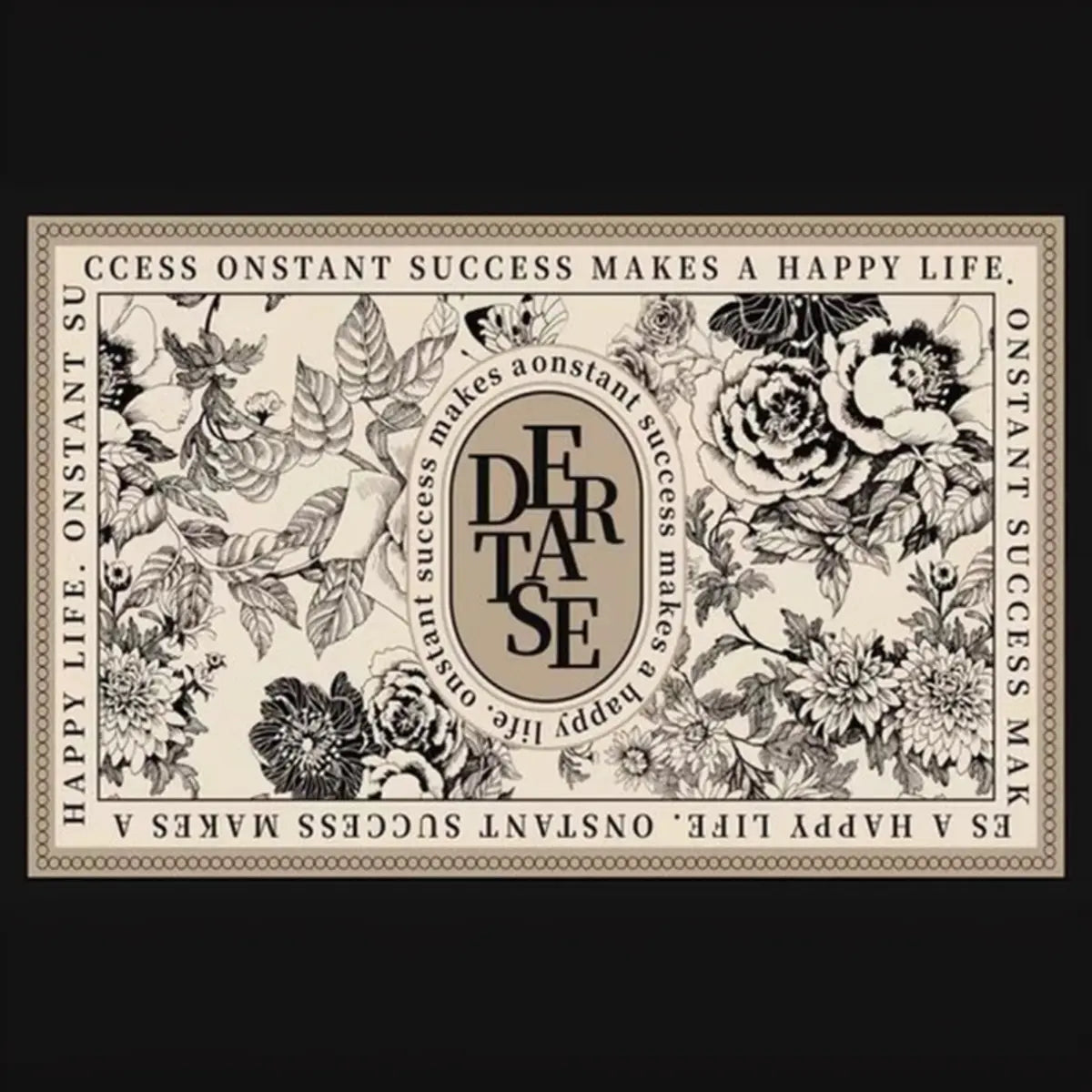 Waterproof Vintage Rectangle Black Floral Area Rug Image - 2