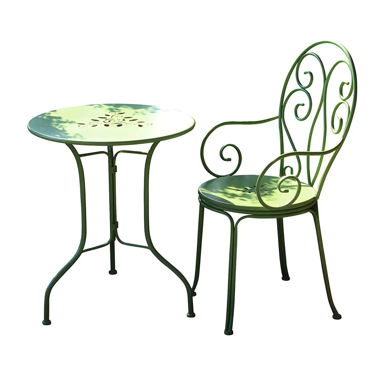 Weather Resistant Garden Round Metal Green Bistro Dining Set Image - 5