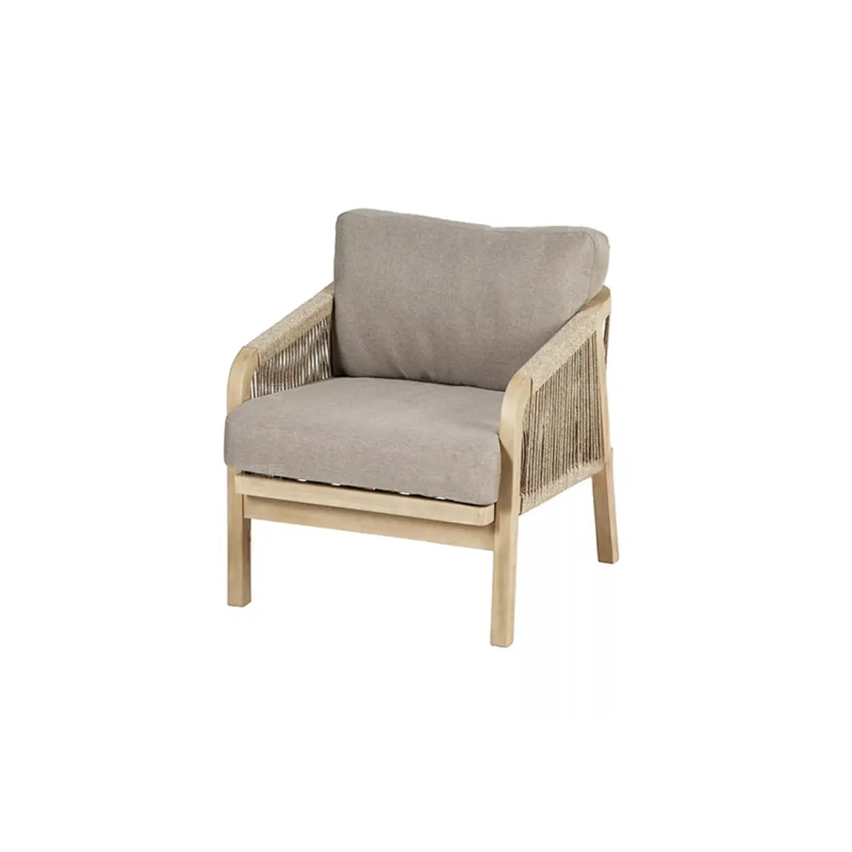 Weather Resistant Outdoor Teak and Rope Beige Patio Set Image - 2