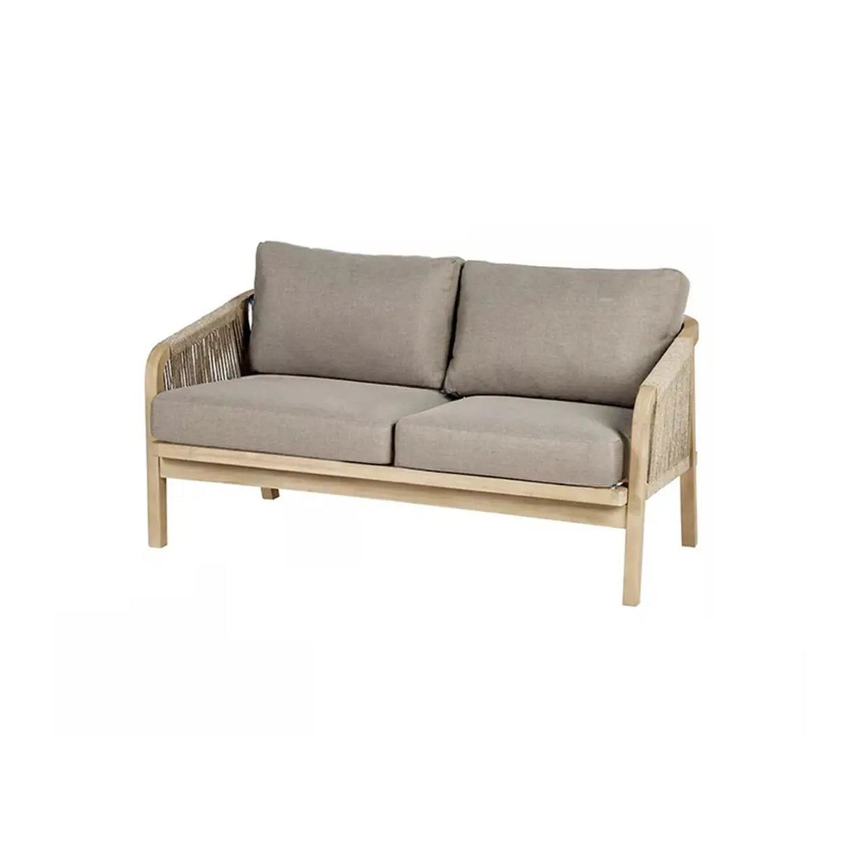 Weather Resistant Outdoor Teak and Rope Beige Patio Set Image - 3