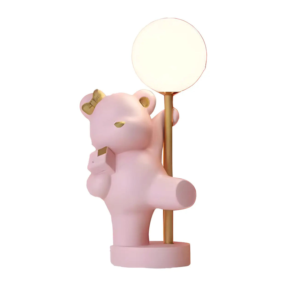 Whimsical Bear Resin Table Lamp for Bedroom - Pink, 15 Inch Image - 10