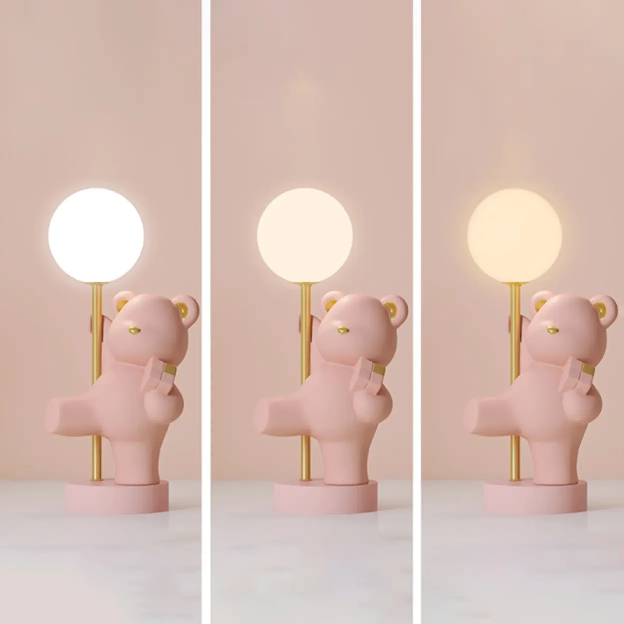 Whimsical Bear Resin Table Lamp for Bedroom - Pink, 15 Inch Image - 11