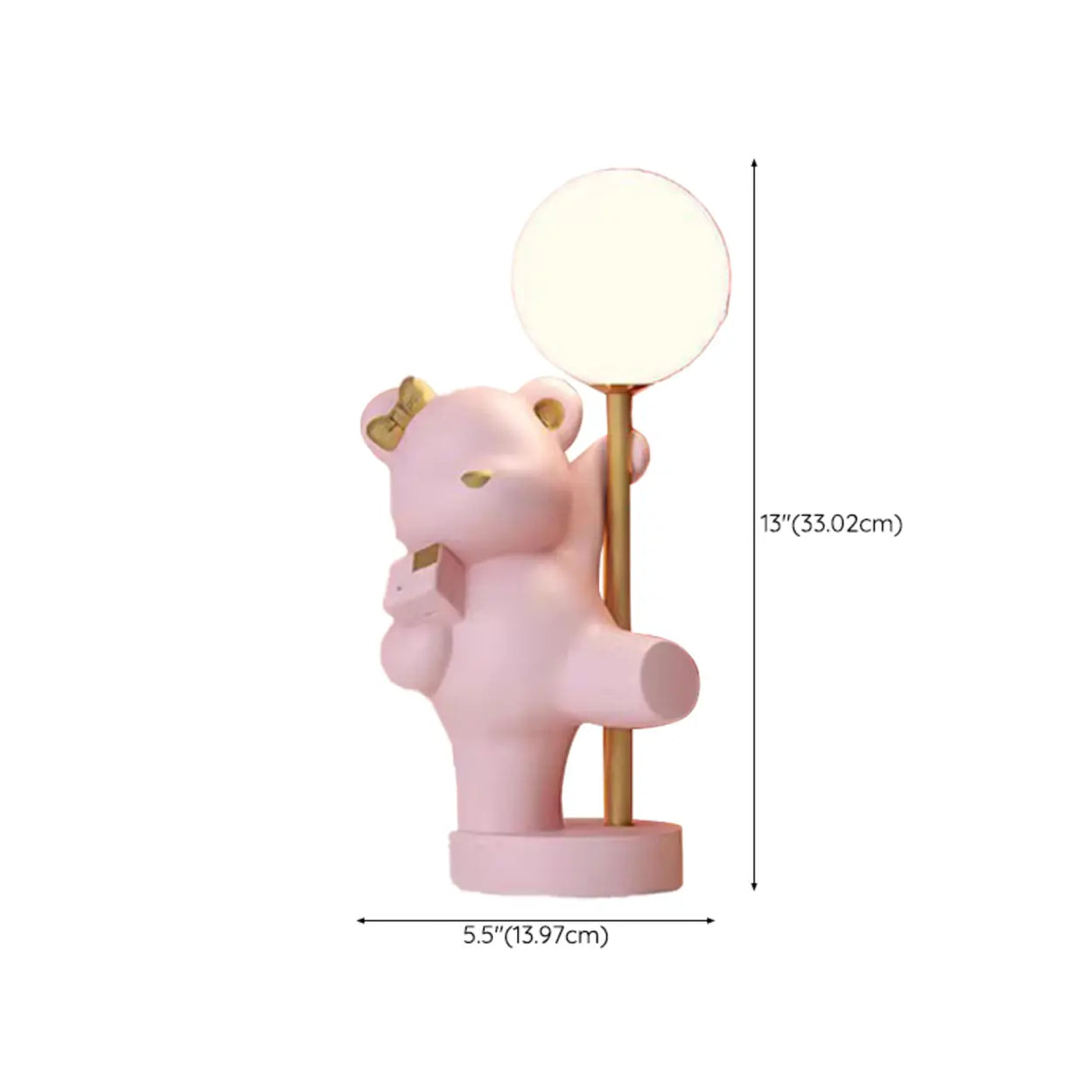 Whimsical Bear Resin Table Lamp for Bedroom - Pink, 15 Inch Image - 21