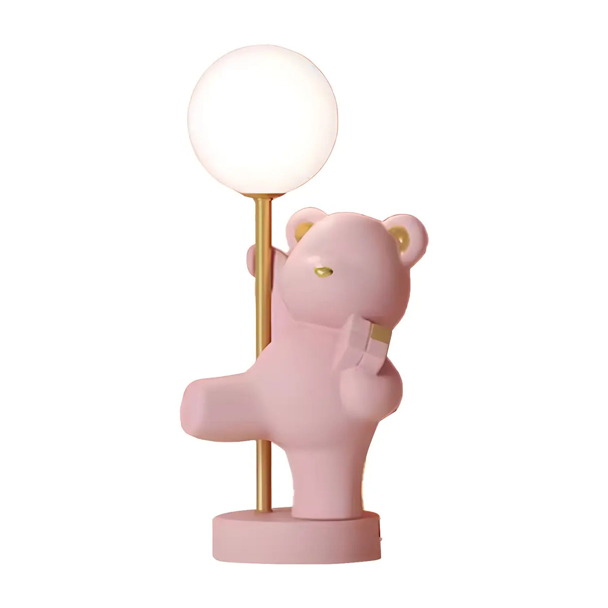 Whimsical Bear Resin Table Lamp for Bedroom - Pink, 15 Inch Image - 9