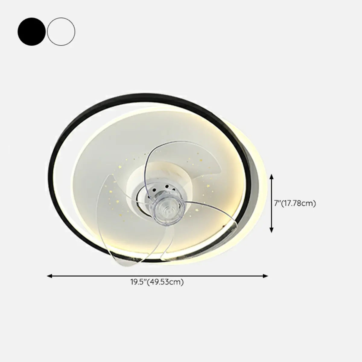 Simple Geometric Recessed Ceiling Fan with LED Light