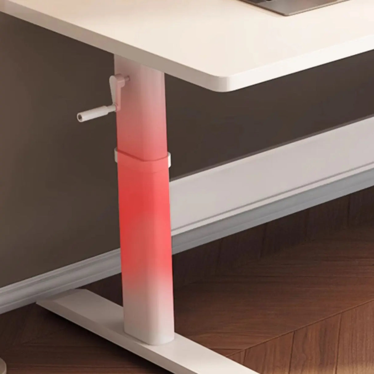 White Adjustable Double Wooden Computer Desk Image - 7