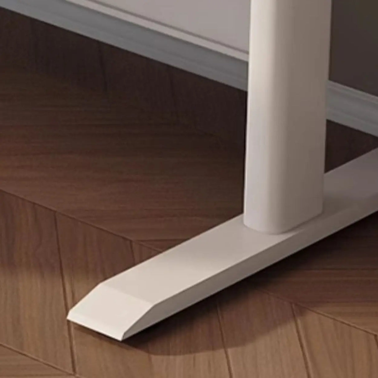 White Adjustable Double Wooden Computer Desk Image - 8