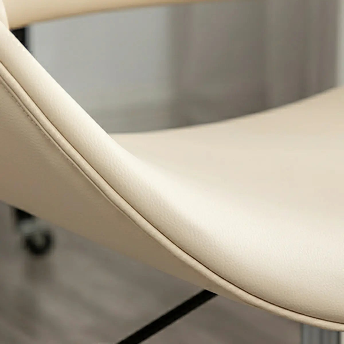 White Adjustable Ergonomic Leather Armless Office Chair Image - 10
