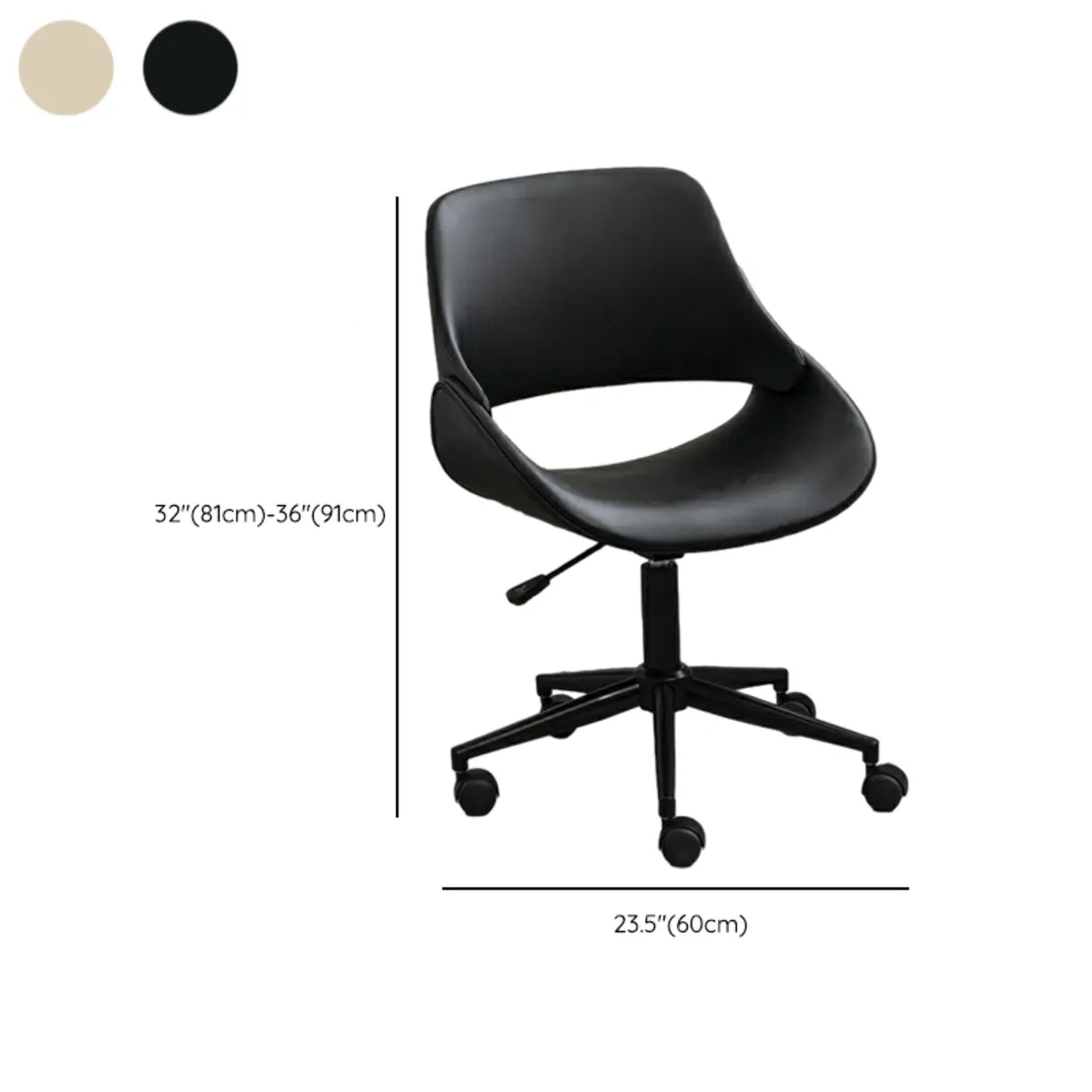 White Adjustable Ergonomic Leather Armless Office Chair