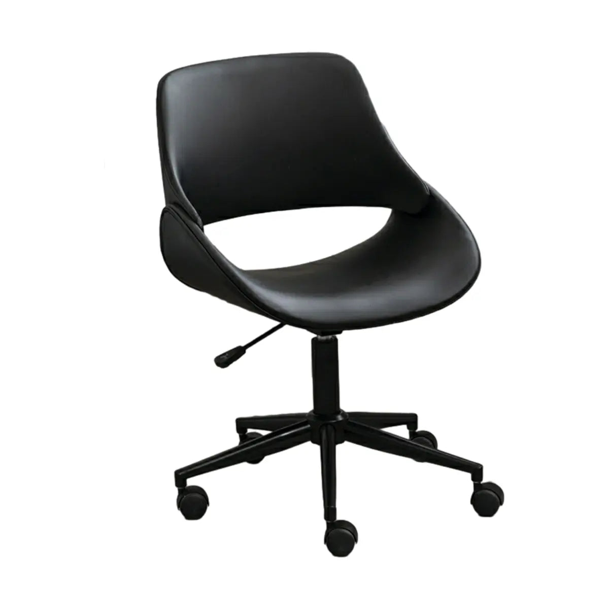 White Adjustable Ergonomic Leather Armless Office Chair Image - 7