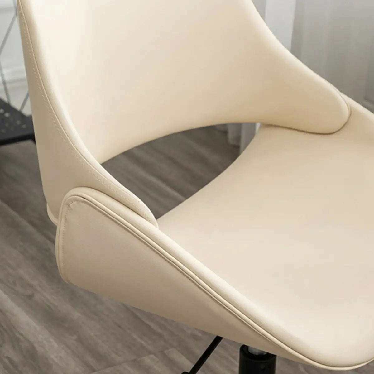 White Adjustable Ergonomic Leather Armless Office Chair Image - 9