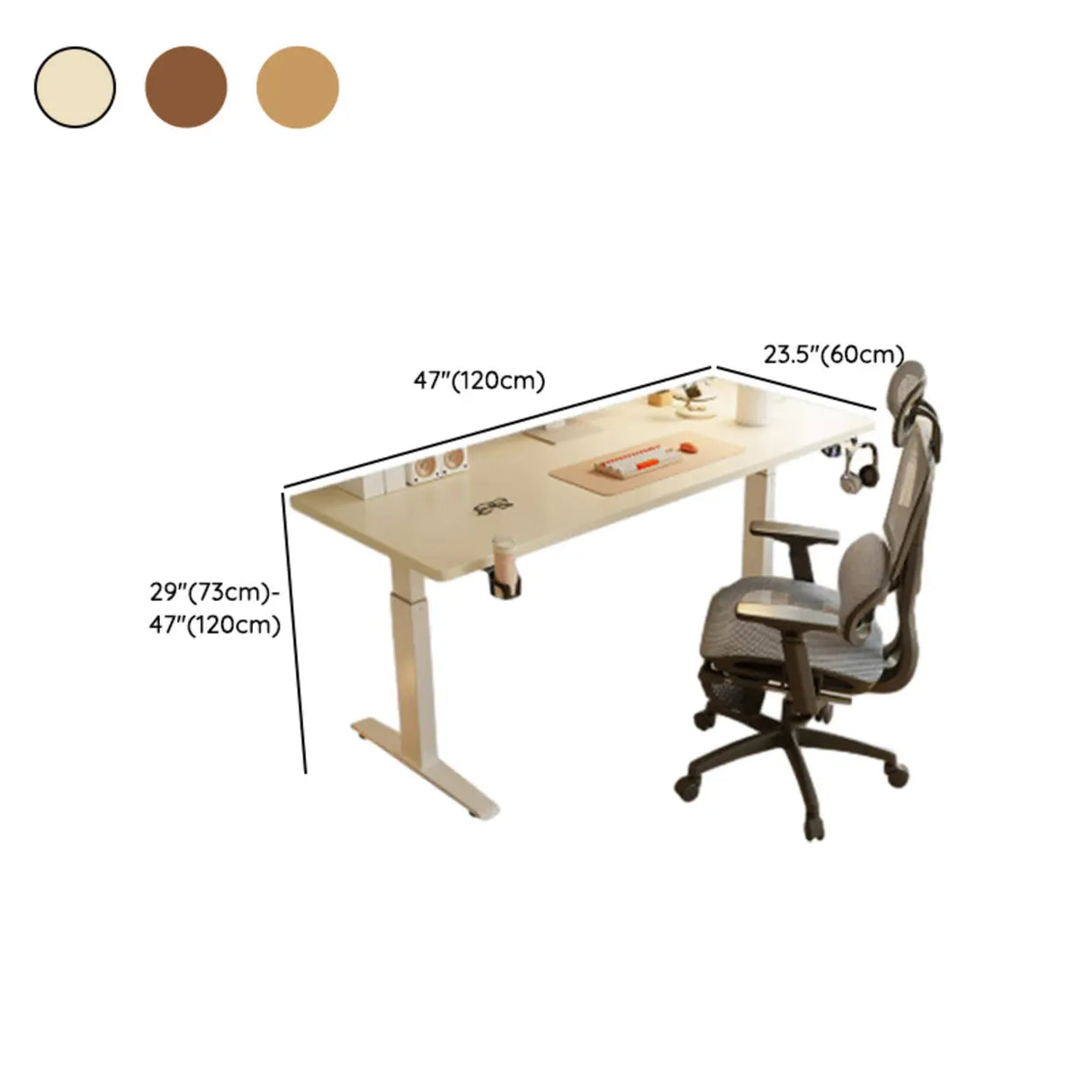 White Adjustable Height Wood T-Shape Standing Desk Image - 11