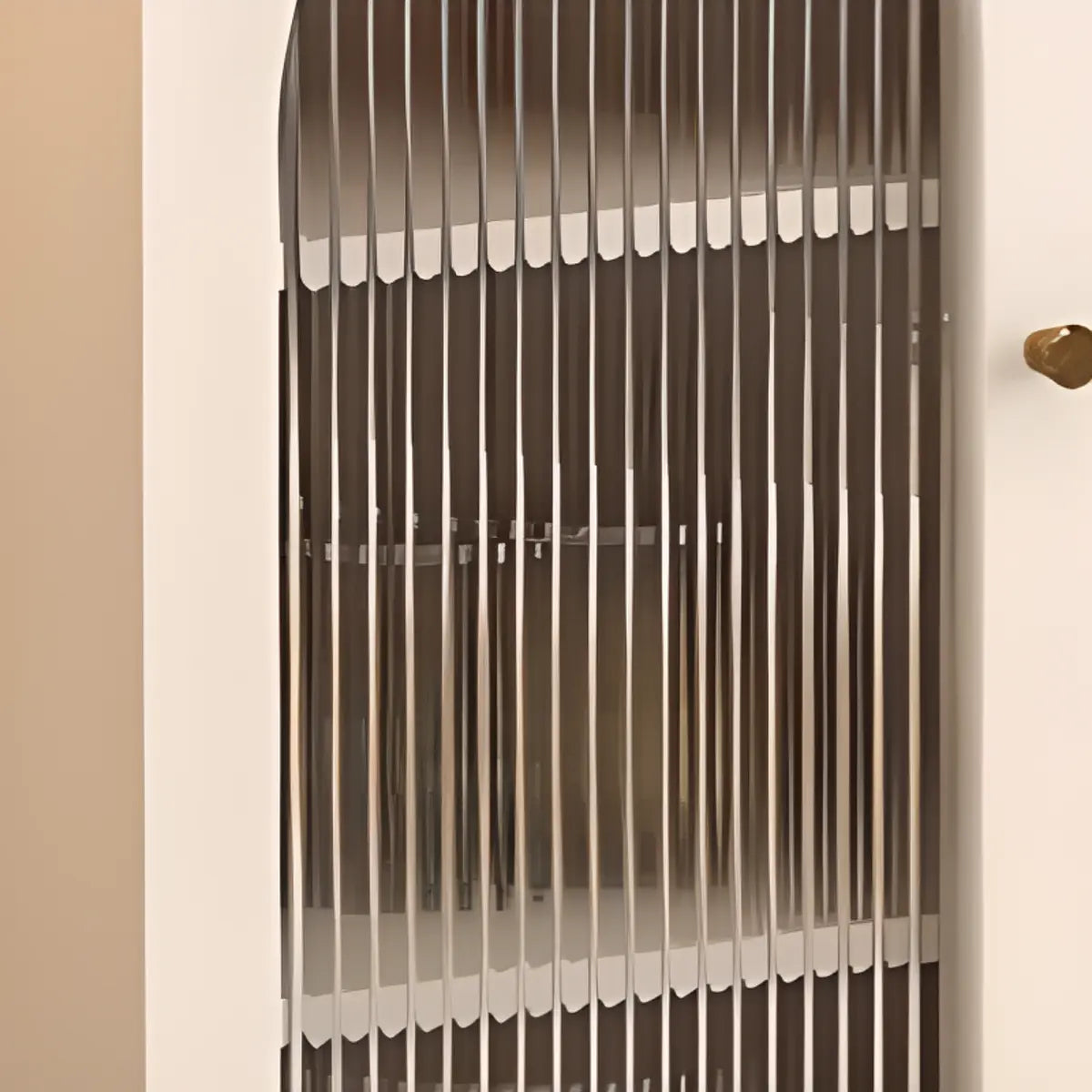 White Arched Clear Glass Doors Storage Buffet with Shelves Image - 2