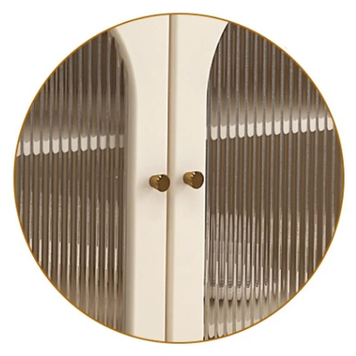 White Arched Clear Glass Doors Storage Buffet with Shelves Image - 5