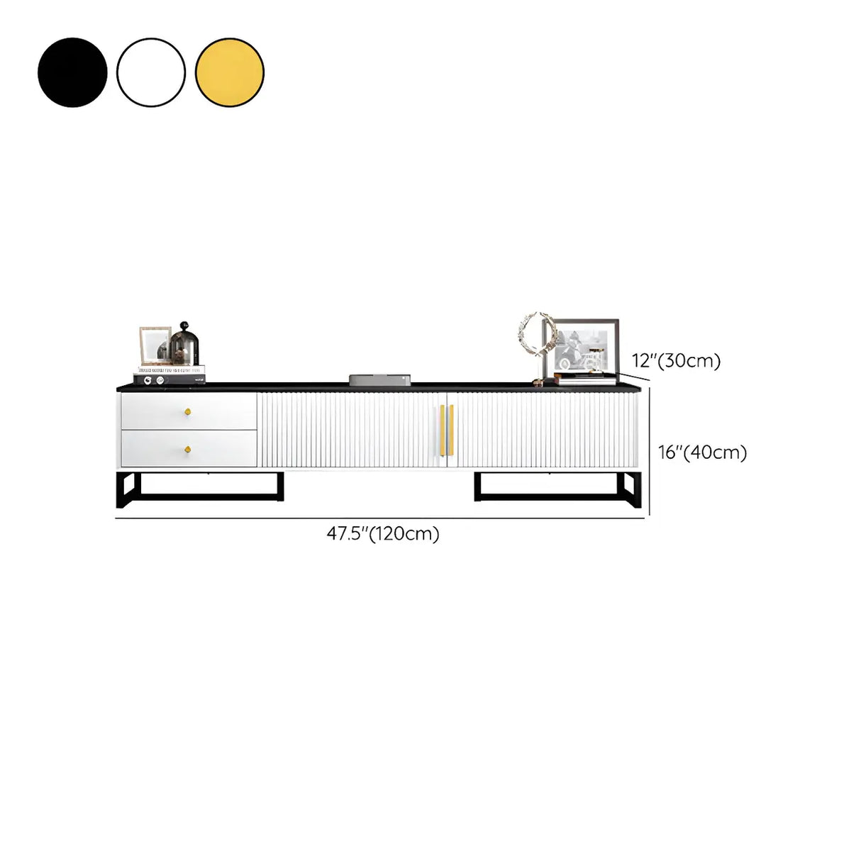 White Artificial Wood Enclosed Storage Drawers TV Stand