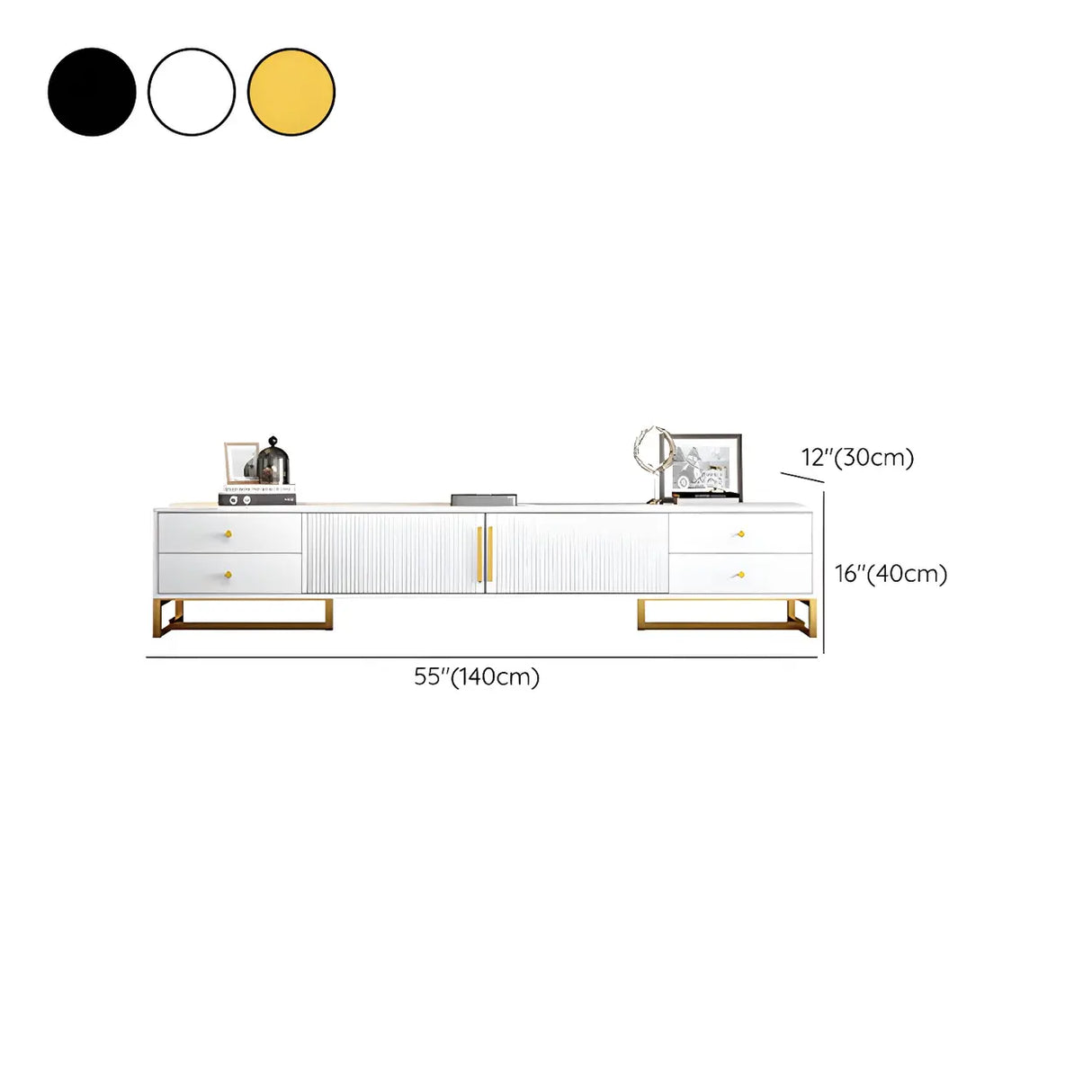 White Artificial Wood Enclosed Storage Drawers TV Stand Image - 15
