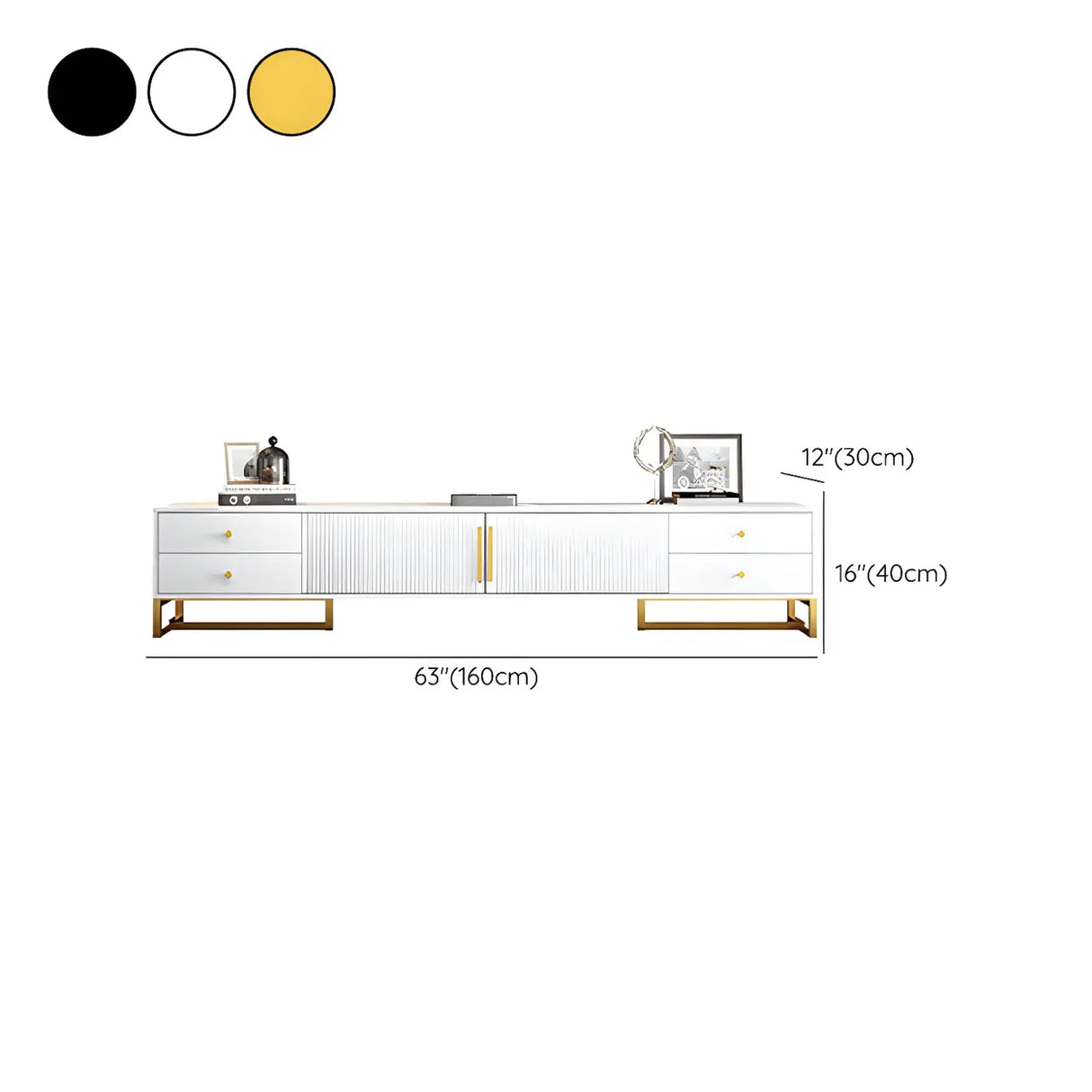 White Artificial Wood Enclosed Storage Drawers TV Stand Image - 16