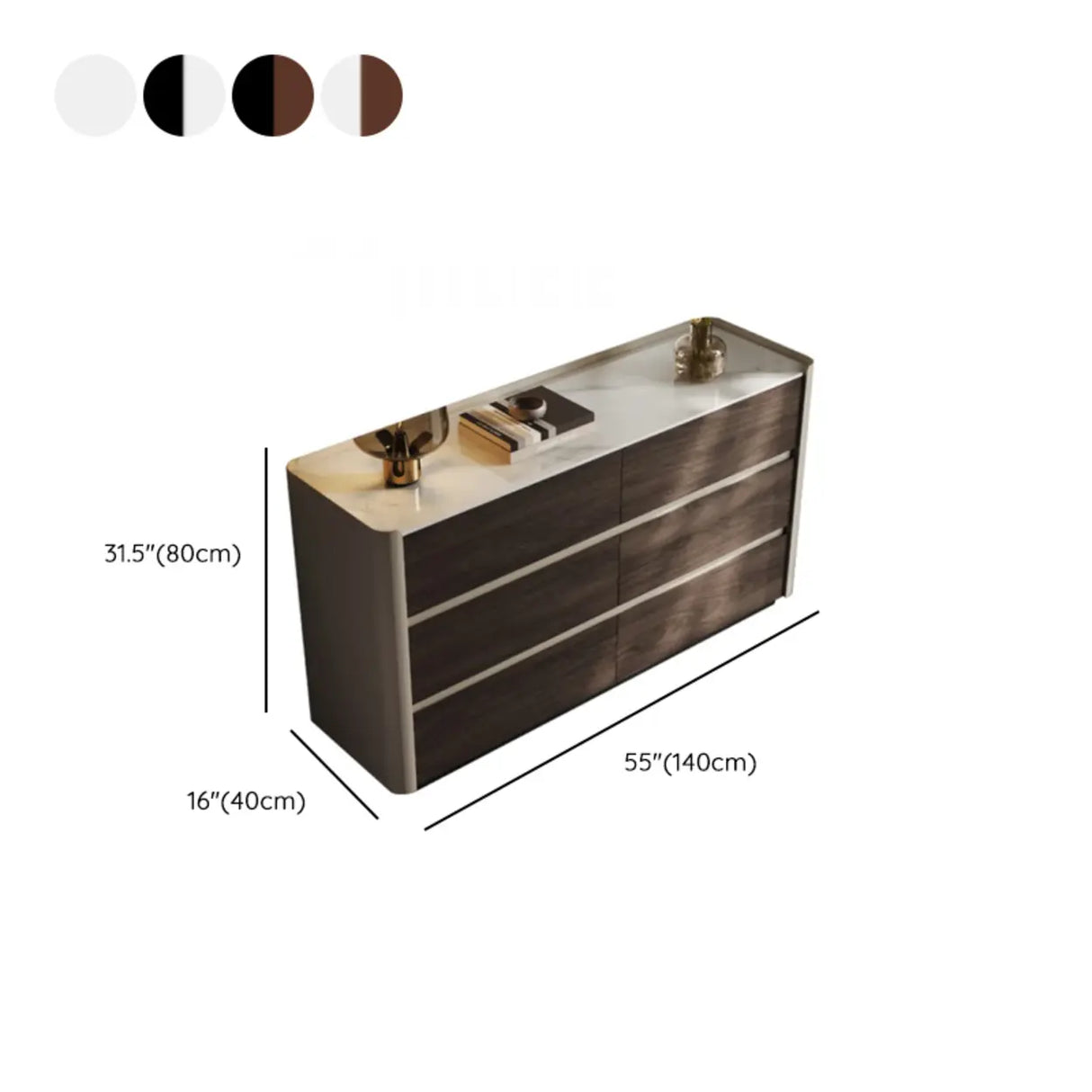 White-Beige Wood Six Drawers Double Dresser for Bedroom Image - 16