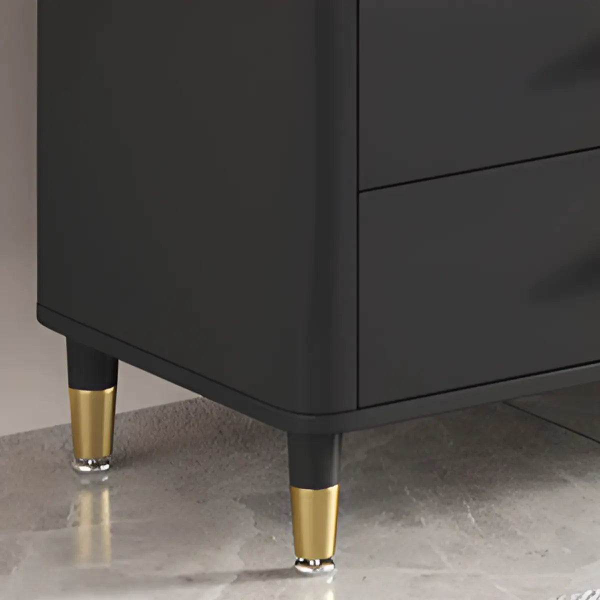 White-Black Stone Cabinet TV Stand with Lighting Image - 14