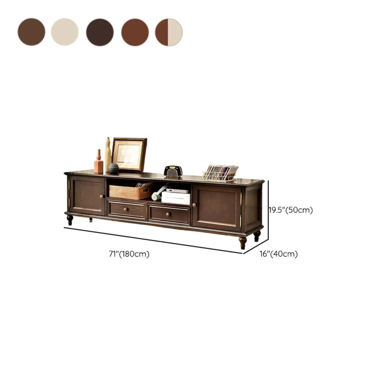 White-Brown Wood Open Storage Cabinet Cabinet TV Stand Image - 13