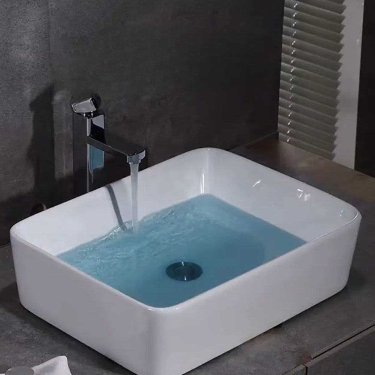 White Ceramic Bathroom Bowl Sinks with Center Trapway Image - 1