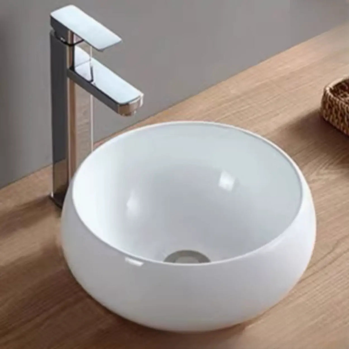 White Ceramic Bathroom Bowl Sinks with Center Trapway Image - 11