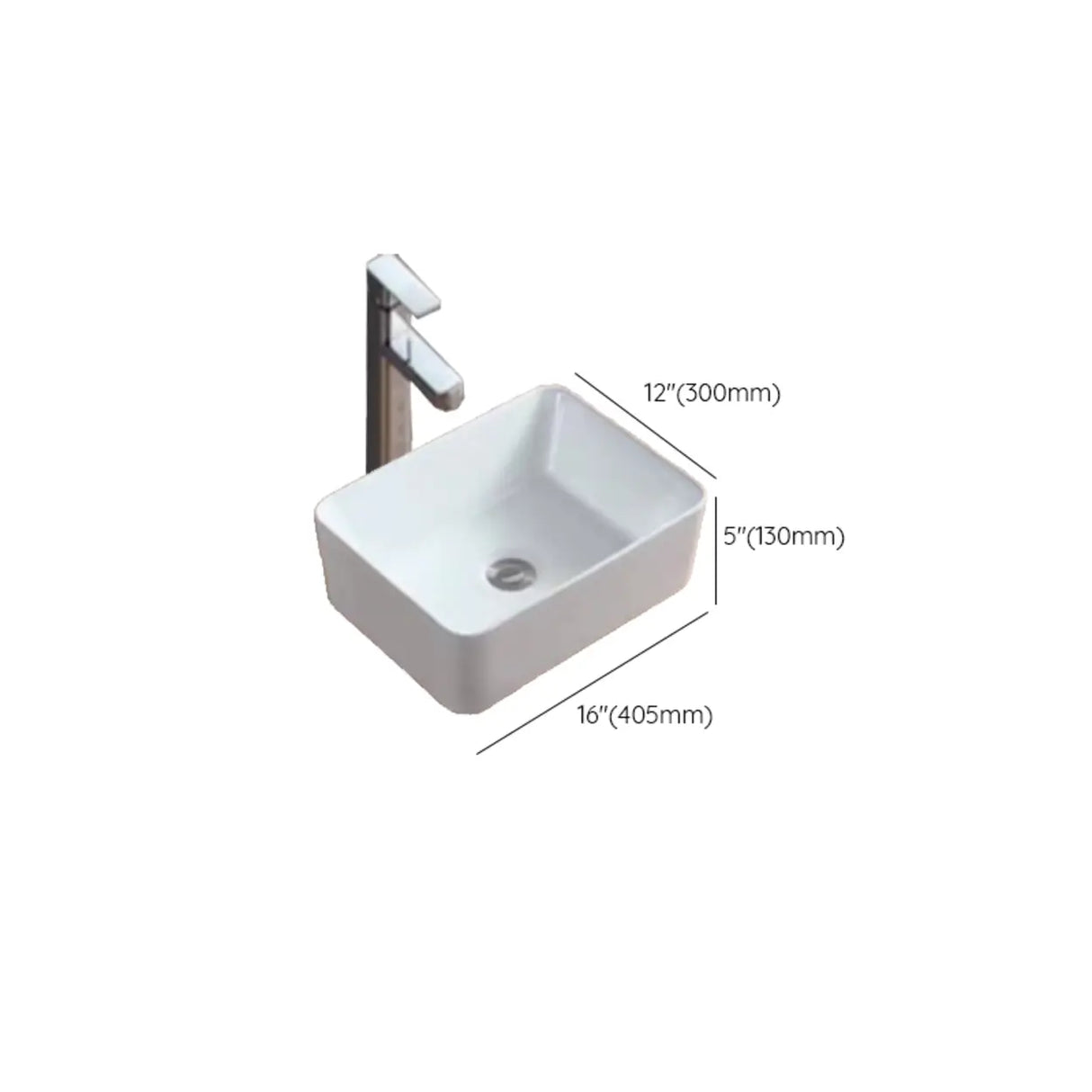 White Ceramic Bathroom Bowl Sinks with Center Trapway
