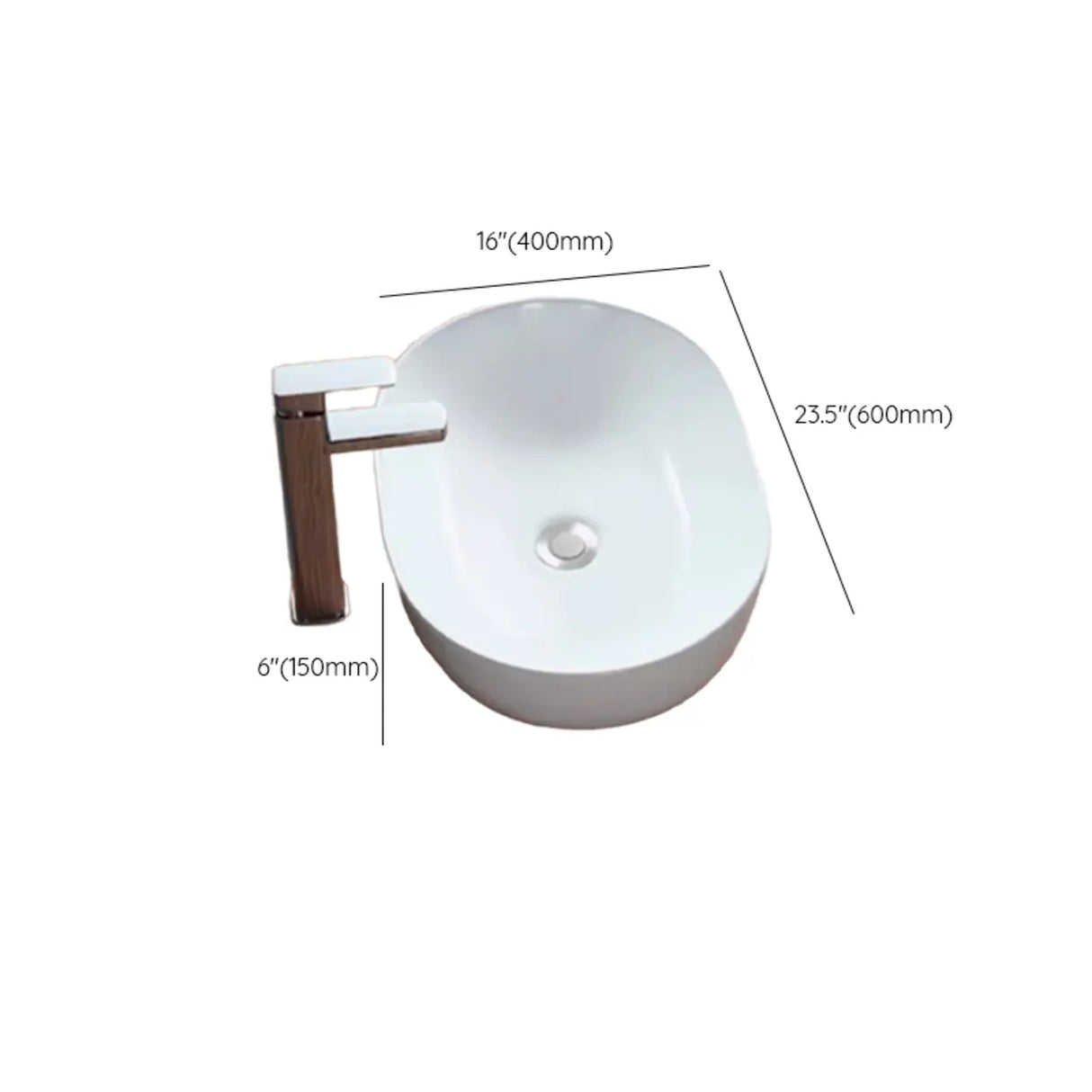 White Ceramic Bathroom Bowl Sinks with Center Trapway Image - 32