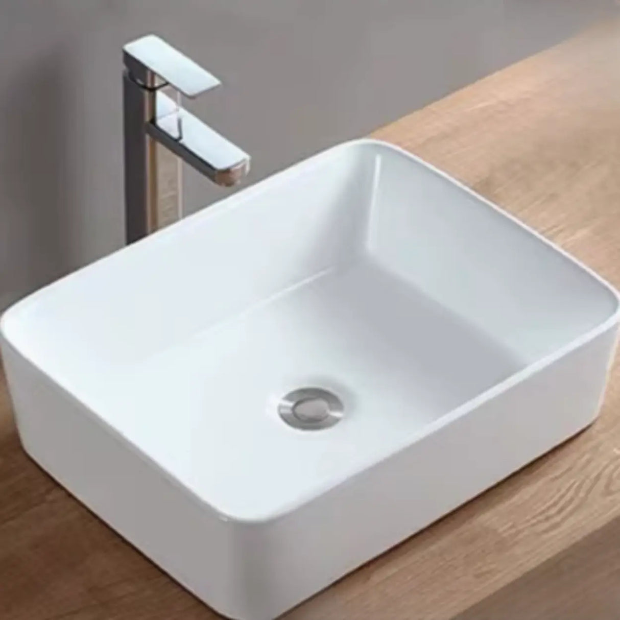 White Ceramic Bathroom Bowl Sinks with Center Trapway Image - 3