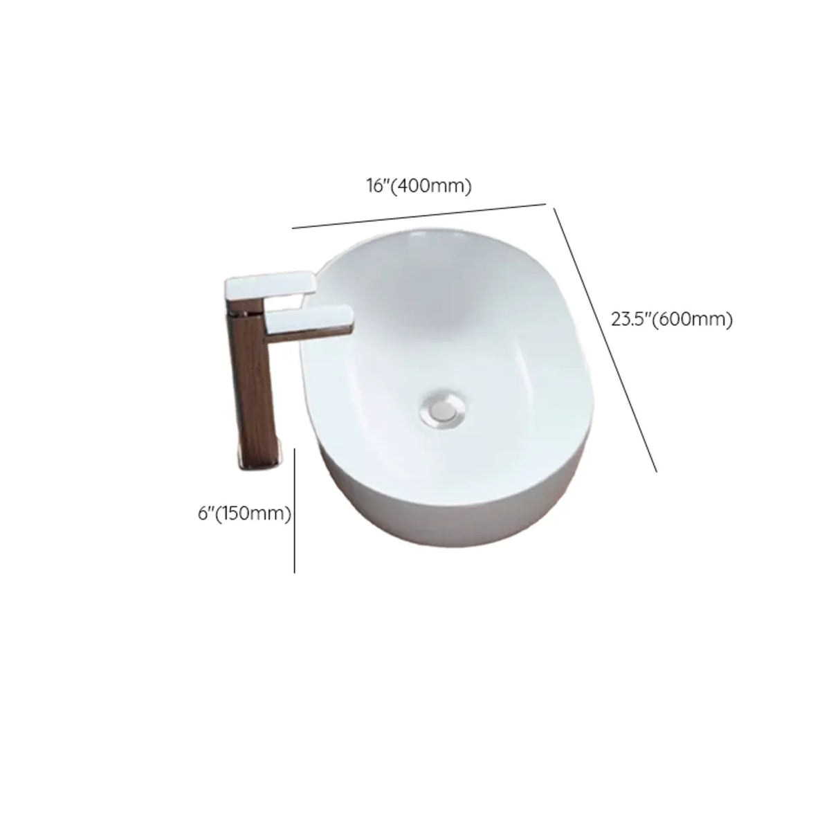 White Ceramic Bathroom Bowl Sinks with Center Trapway Image - 41