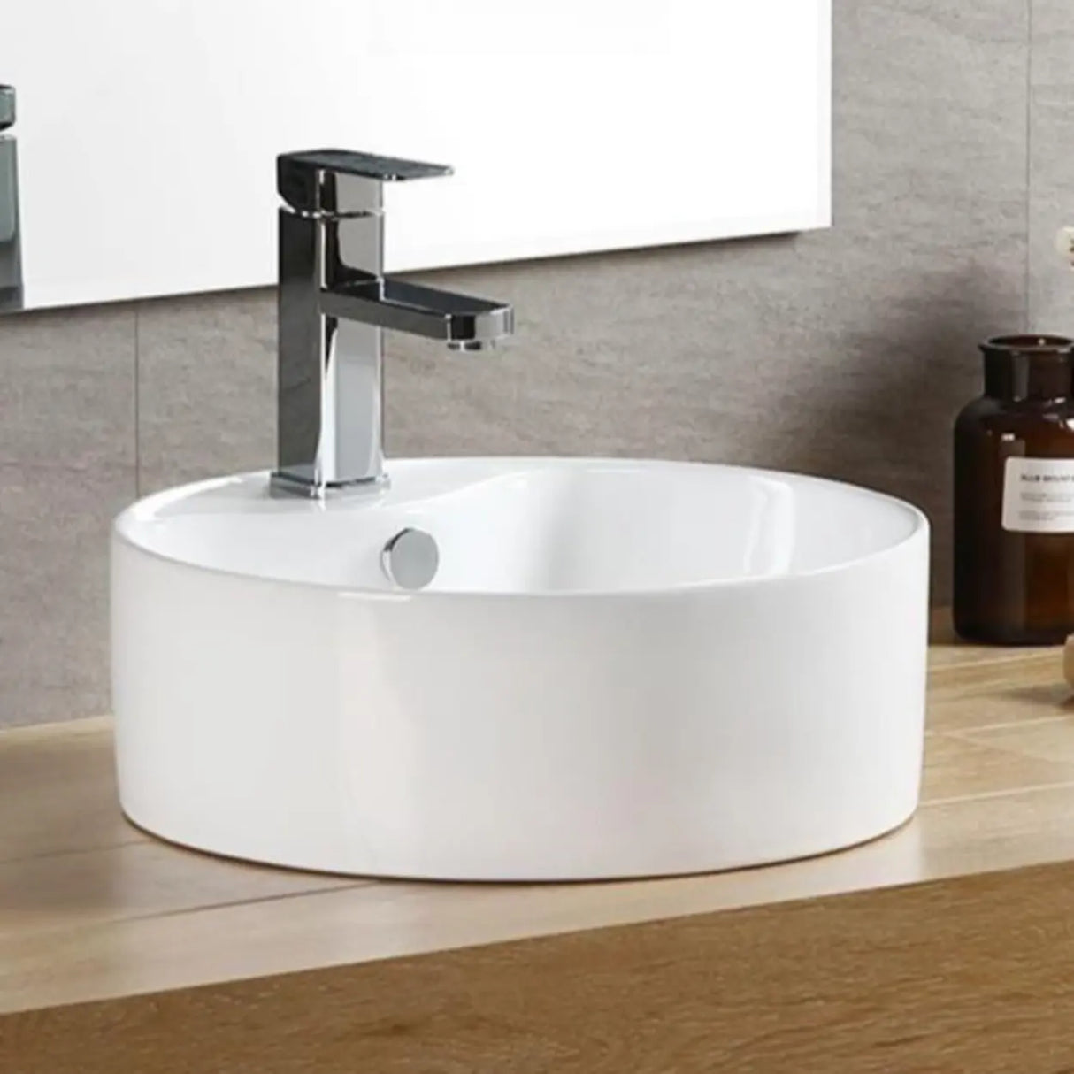 White Ceramic Bathroom Bowl Sinks with Center Trapway Image - 6