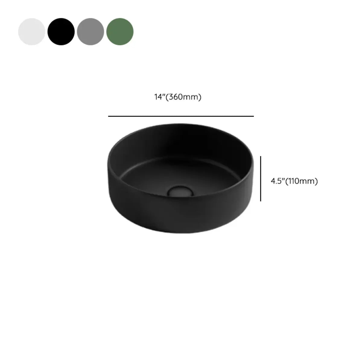 White Ceramic Center Trapway Circular Bowl Sink