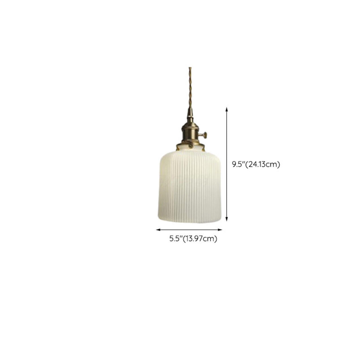 White Ceramic Ribbed Pendant Light Adjustable Height Image - 14