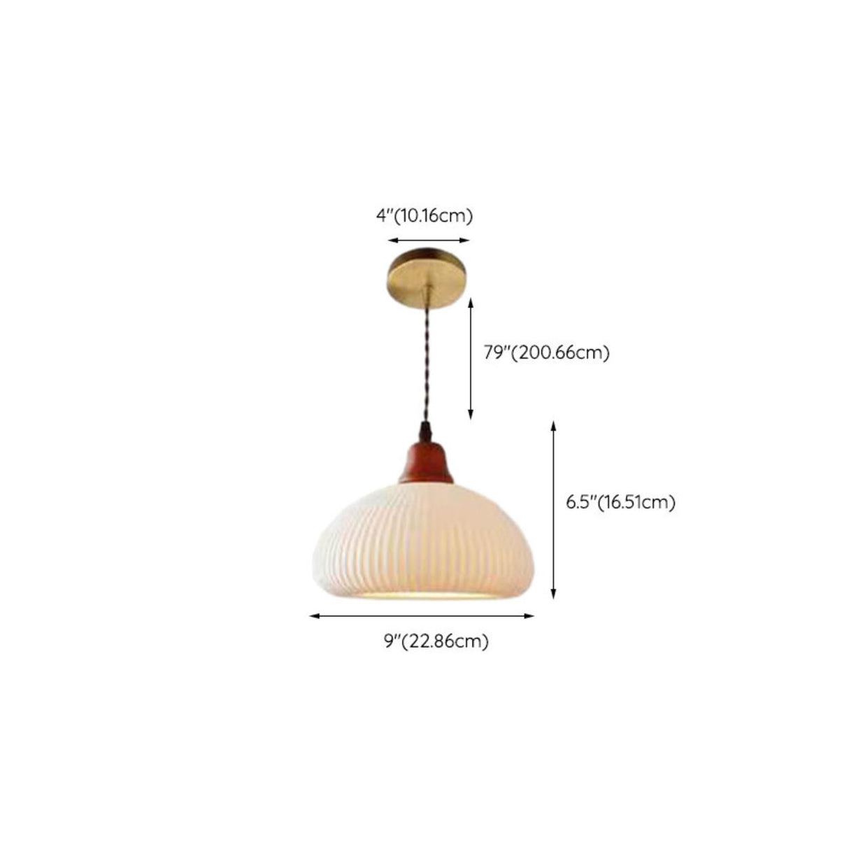 White Ceramic Ribbed Pendant Light Adjustable Height Image - 15