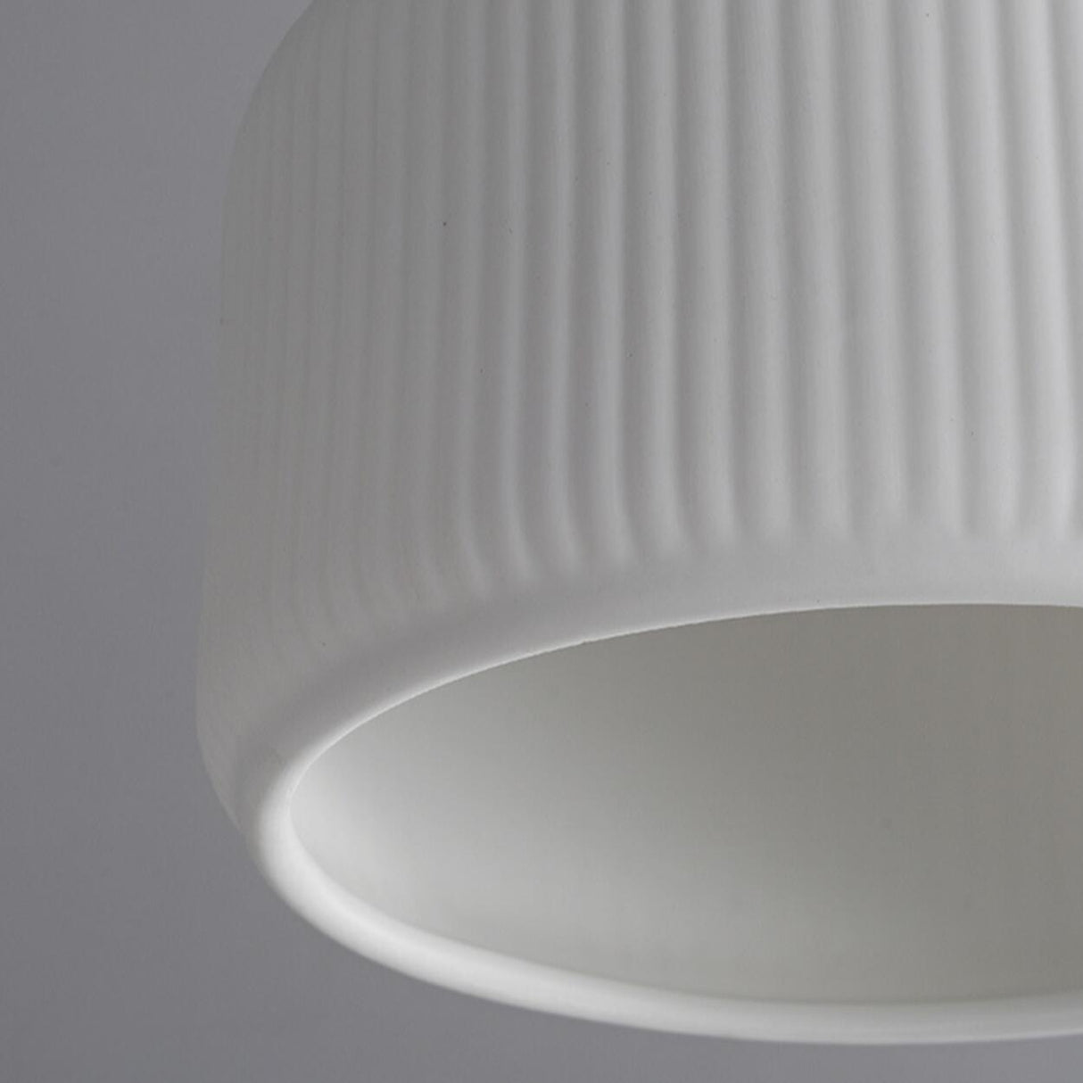 White Ceramic Ribbed Pendant Light Adjustable Height Image - 9