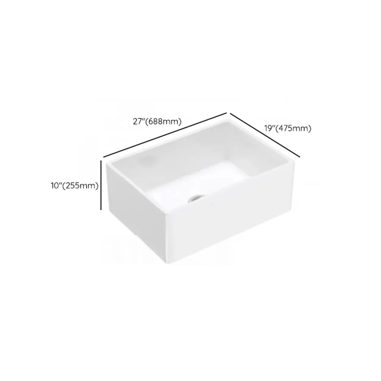 White Ceramic Stripe Kitchen Sink with Basket Strainer Image - 27