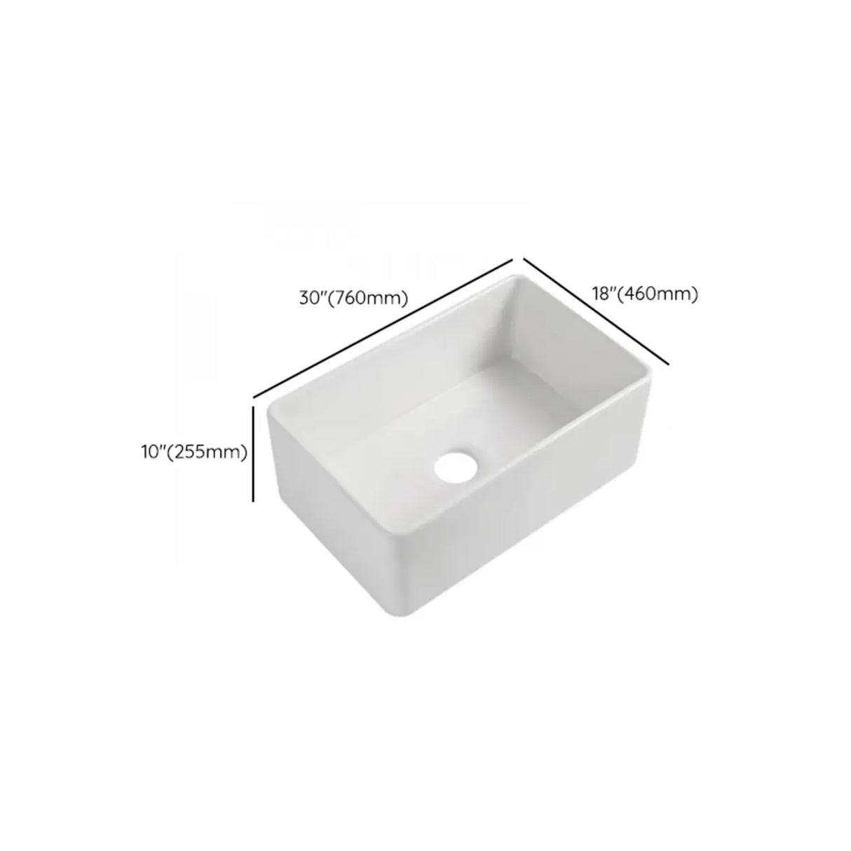 White Ceramic Stripe Kitchen Sink with Basket Strainer Image - 28