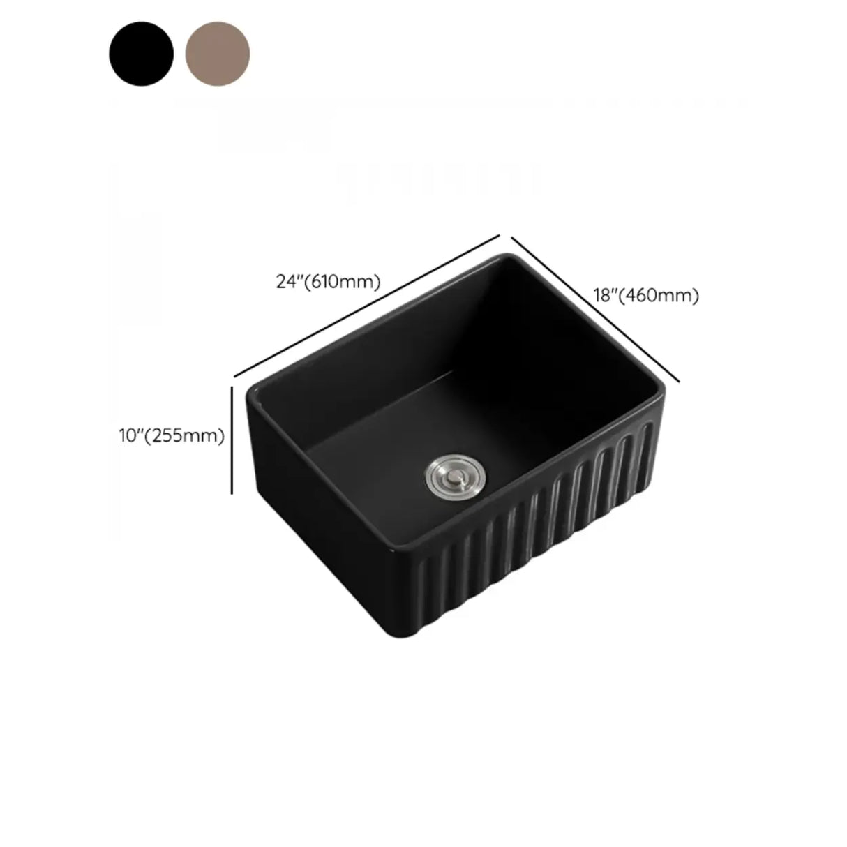 White Ceramic Stripe Kitchen Sink with Basket Strainer Image - 37