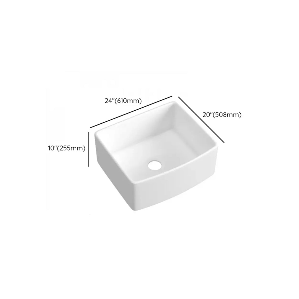 White Ceramic Stripe Kitchen Sink with Basket Strainer Image - 38