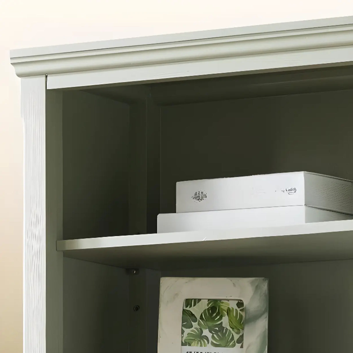 White Classic Closed Glass Doors Storage Bookcases Image - 3