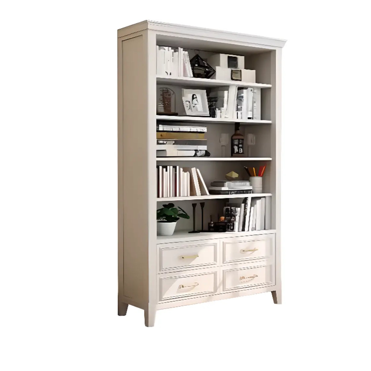 White Classic Closed Glass Doors Storage Bookcases Image - 7
